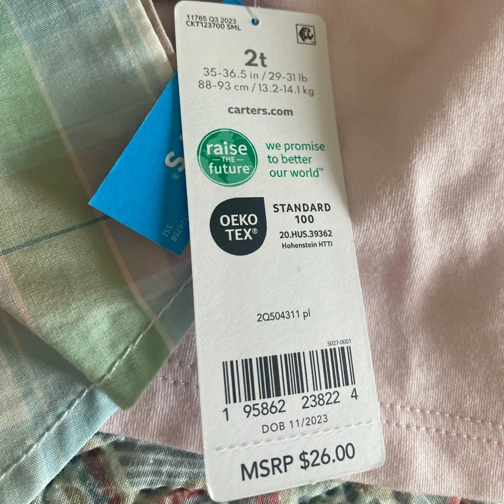 NWT Carter’s Plaid Woven Button Front Shirt Size 2T